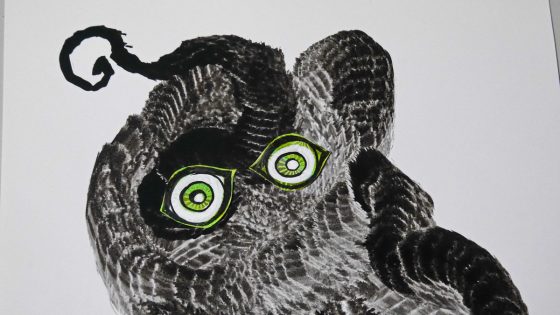 今年2019年・平成最後の書き初めは一筆蛇技法による「エイリアン